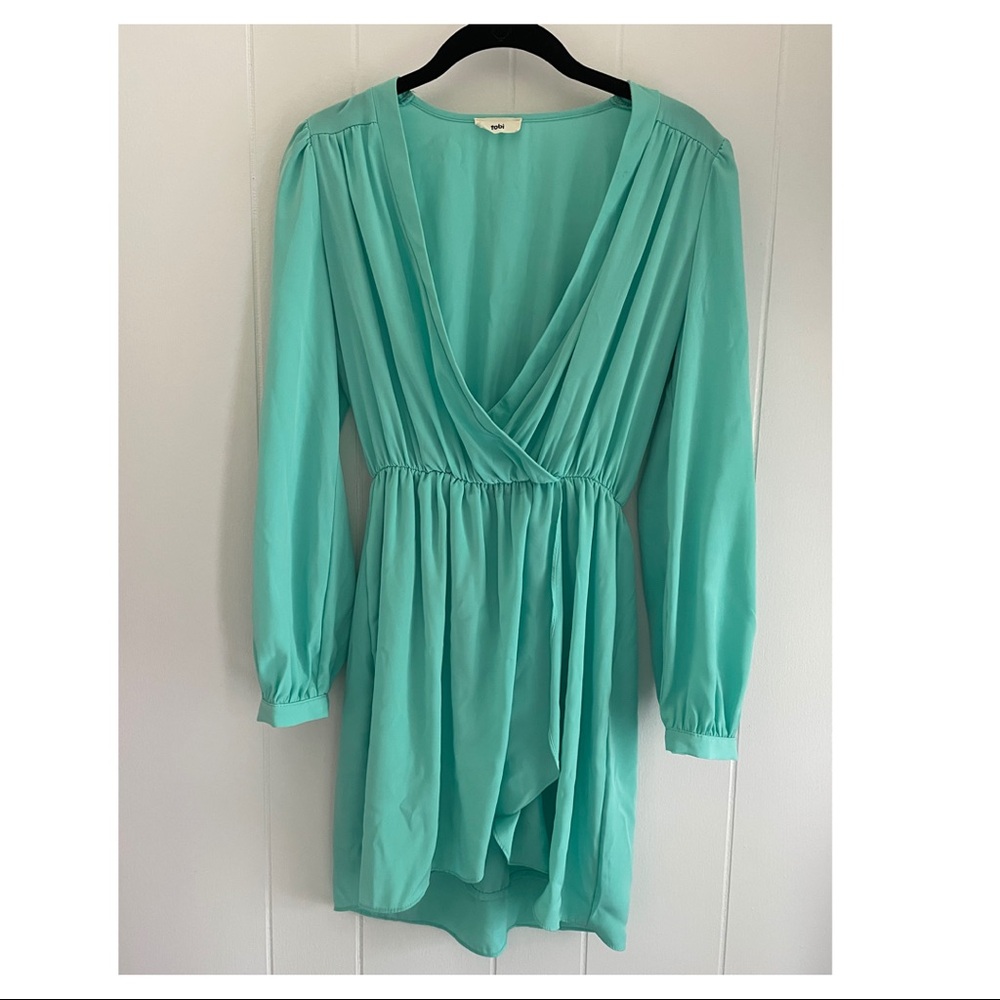 Long sleeve turquoise/aqua dress. Size M